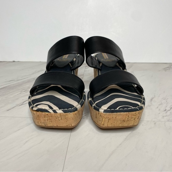 Sam Edelman Alissa Black Leather Wedge Sandal 7 1/2 M - Picture 2 of 14